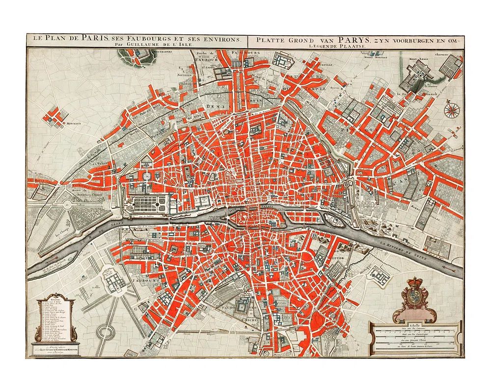Vintage Paris City Map Poster. poster detail