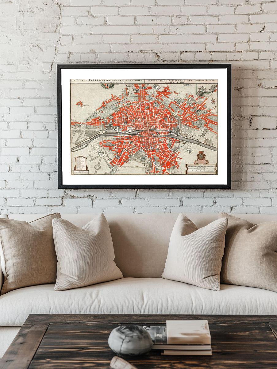 Vintage Paris City Map Poster. — room view 1