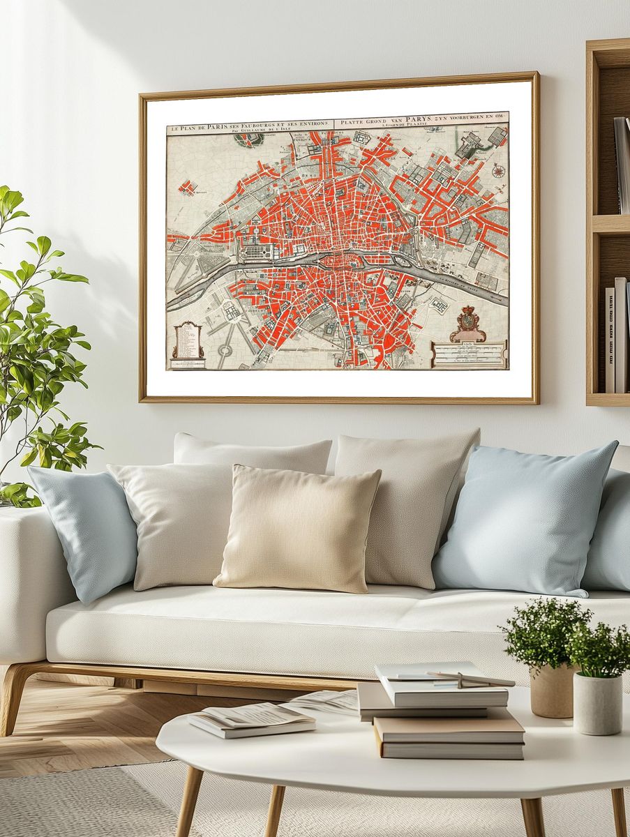 Vintage Paris City Map Poster. — room view 2