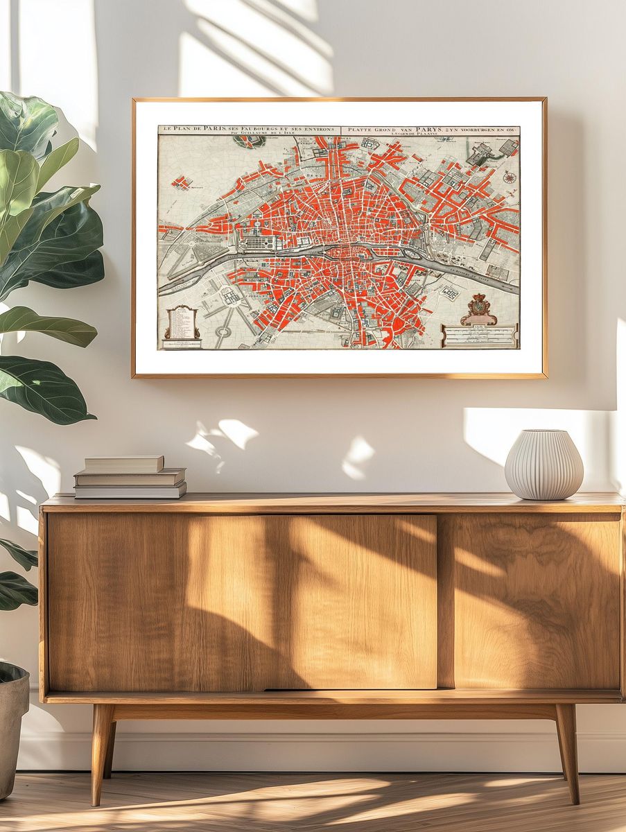 Vintage Paris City Map Poster. — room view 3