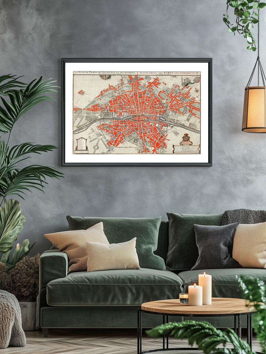 Vintage Paris City Map Poster. — room view 4