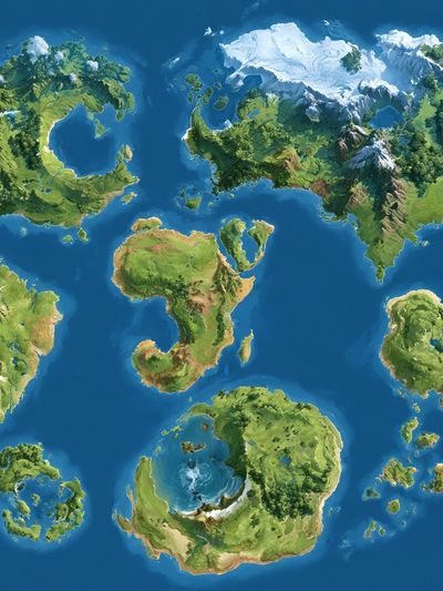 Fantasy World Map Illustration Poster.