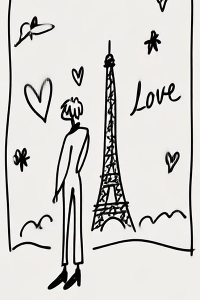Paris Love Line Art Poster.