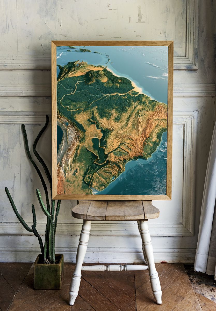 South America Aerial Map Print. room preview