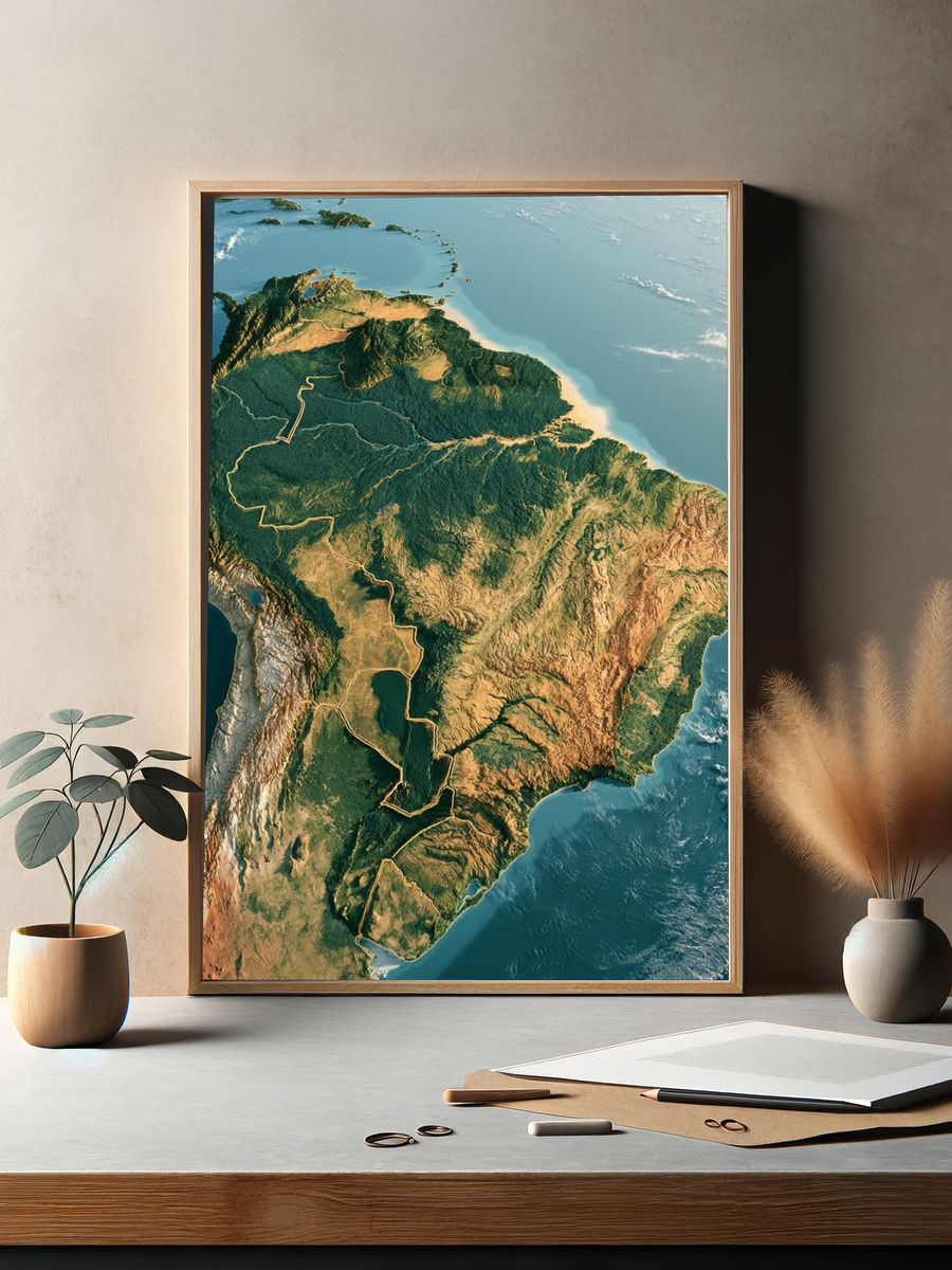 South America Aerial Map Print. — room view 2