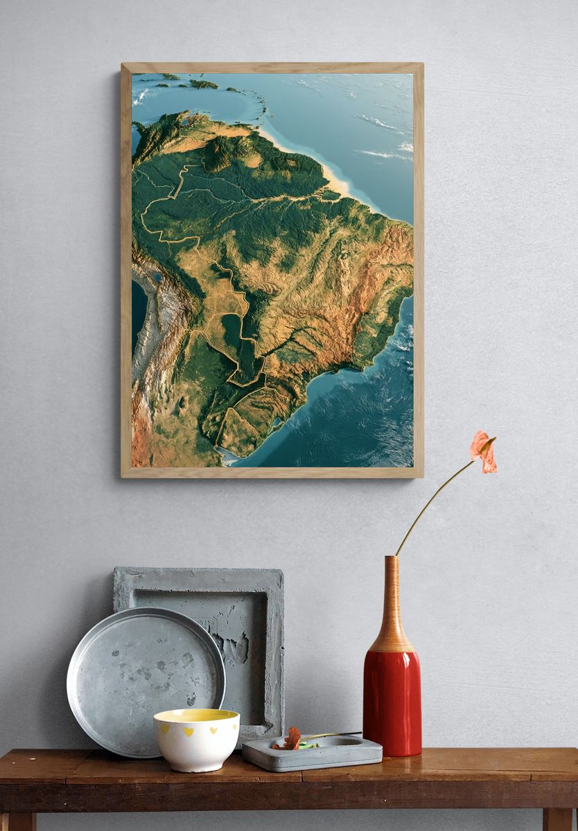 South America Aerial Map Print. — room view 3