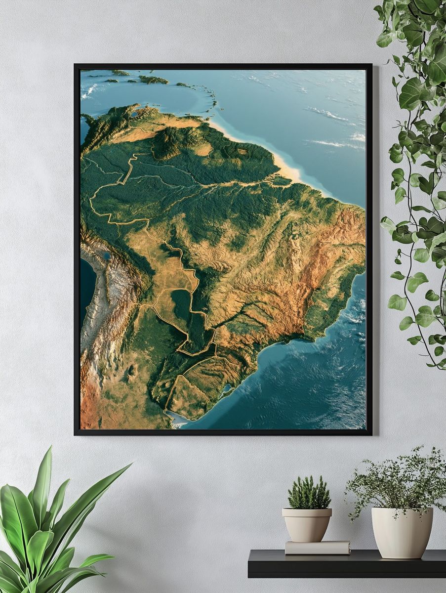 South America Aerial Map Print. — room view 4