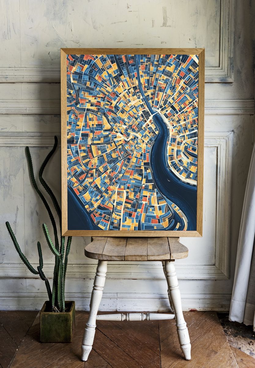 Abstract City Map Poster. — room view 1