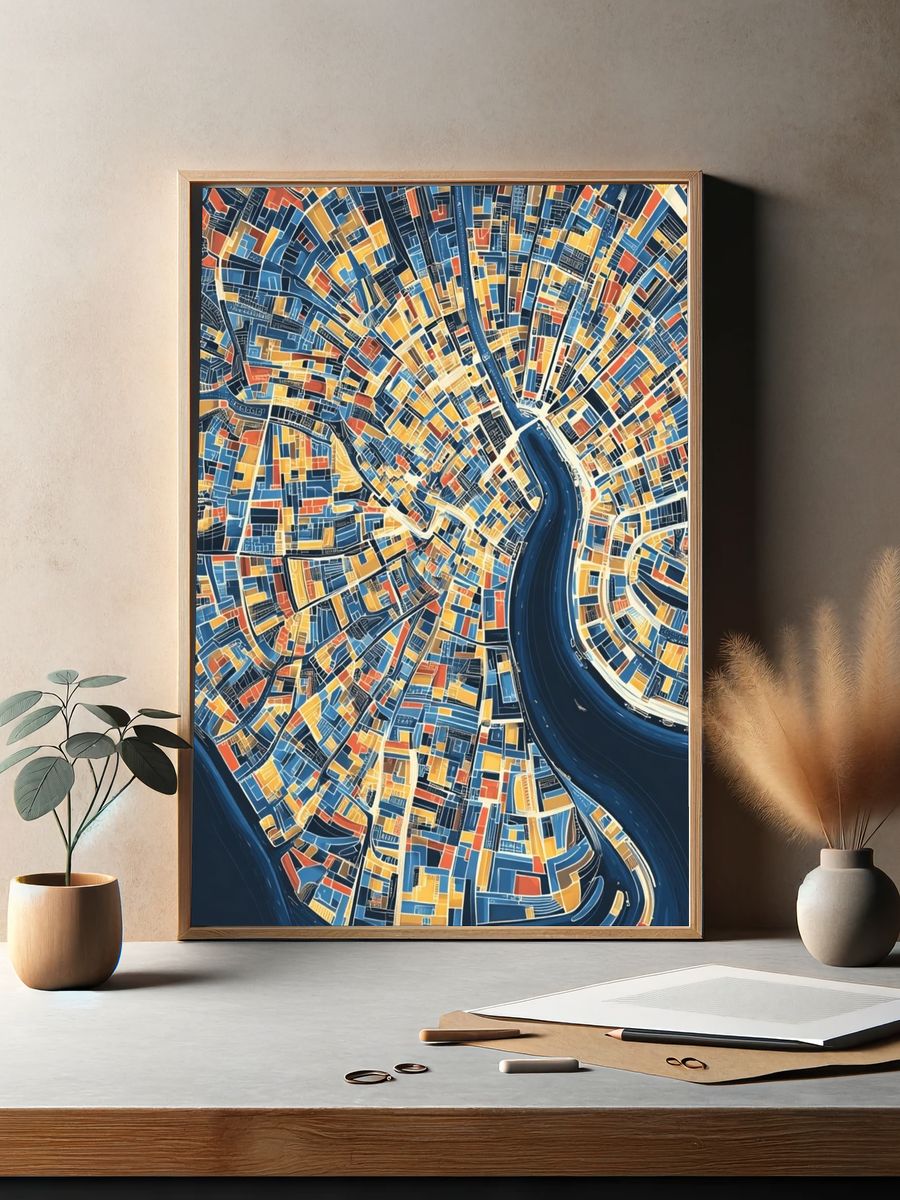 Abstract City Map Poster. — room view 2