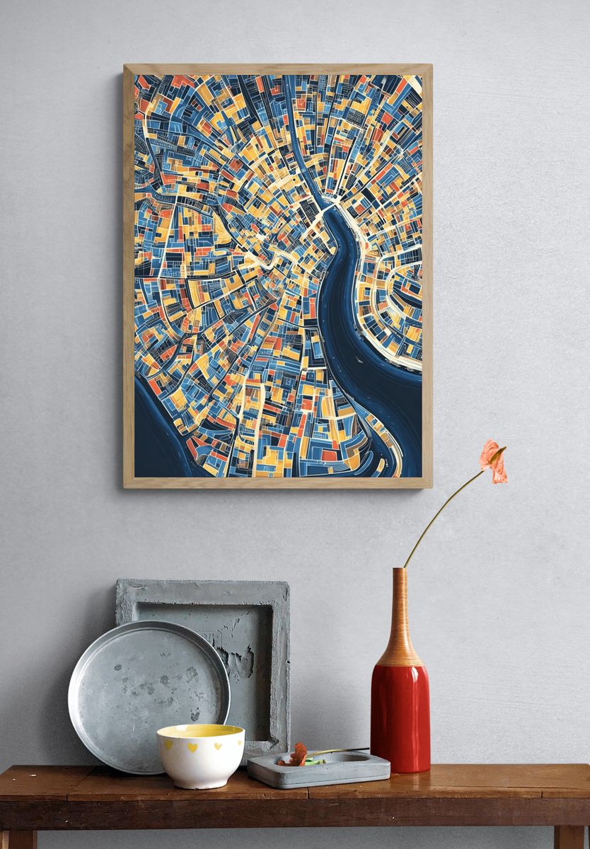 Abstract City Map Poster. — room view 3