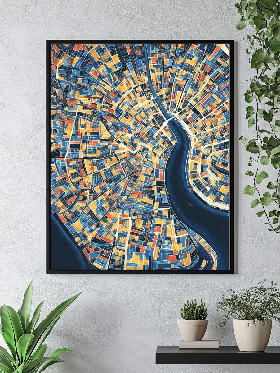 Abstract City Map Poster. — room view 4