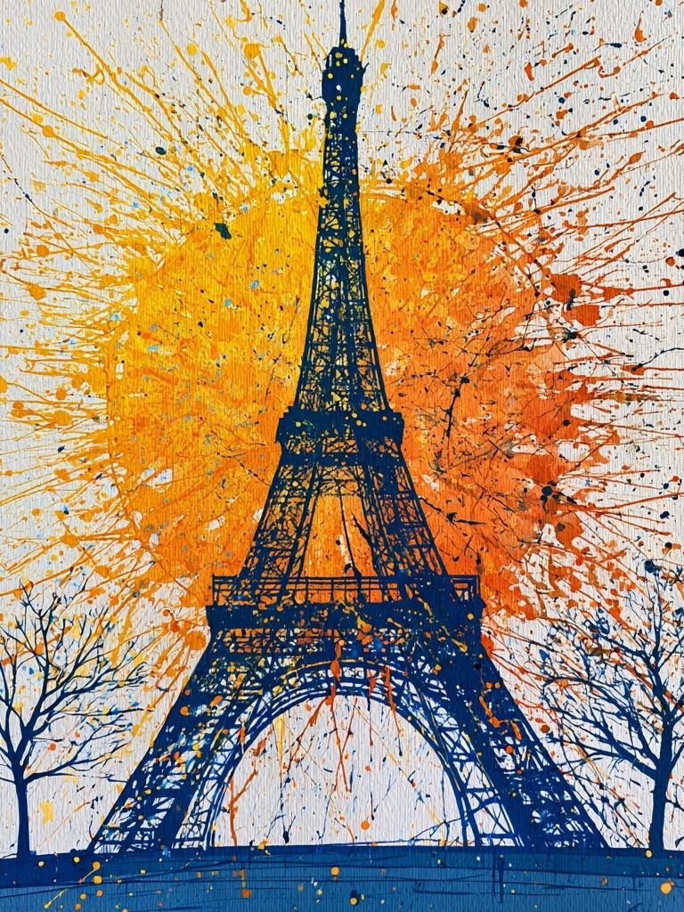 Eiffel Tower Splash Poster. poster — maps-travel art
