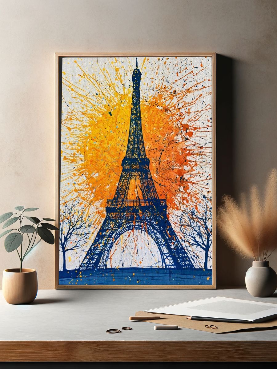 Eiffel Tower Splash Poster. — room view 2