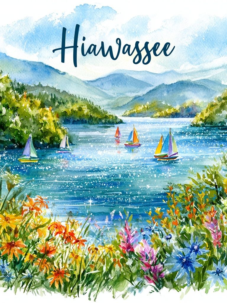 Hiawassee Lake Watercolor Poster. poster detail