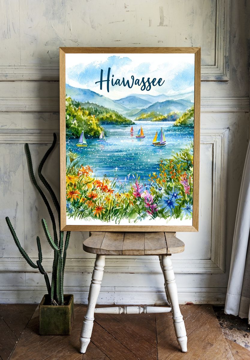 Hiawassee Lake Watercolor Poster. — room view 1