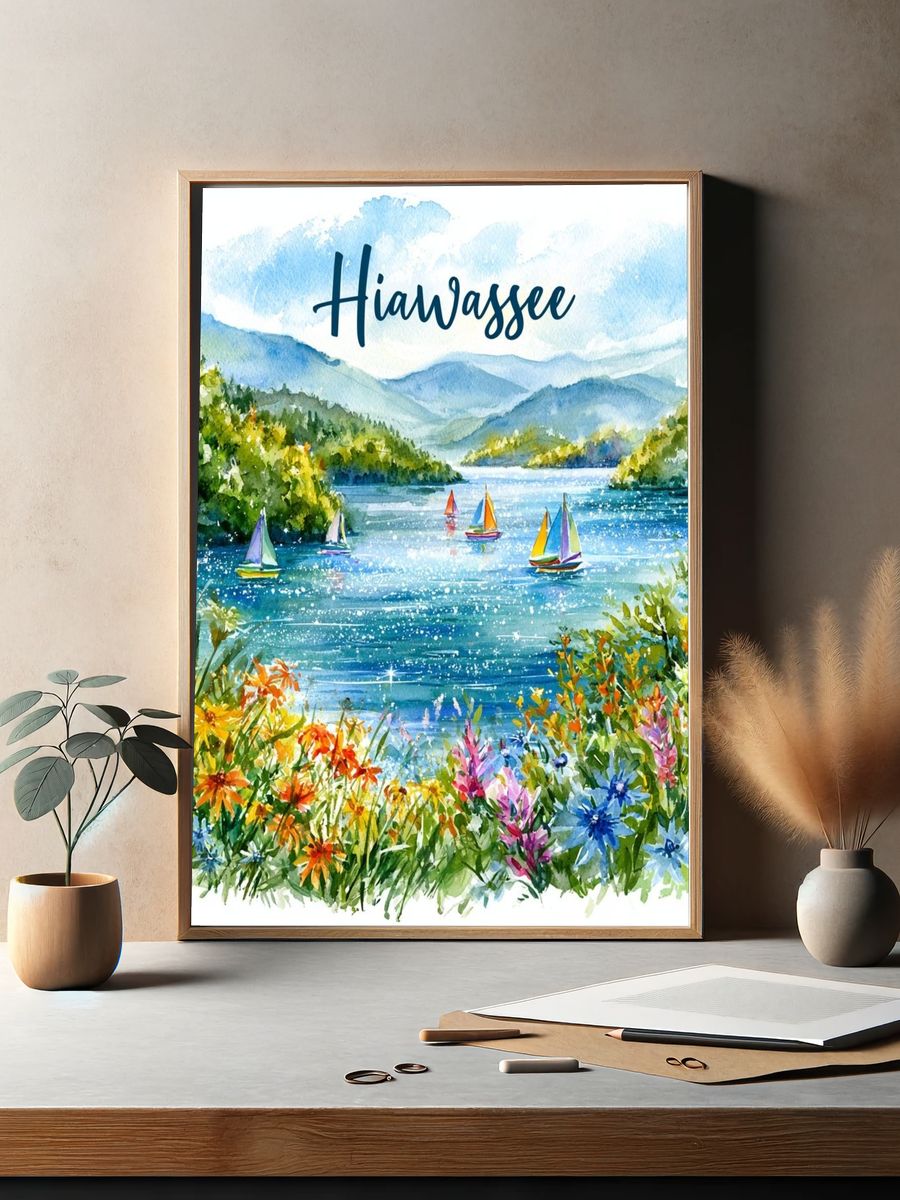 Hiawassee Lake Watercolor Poster. — room view 2