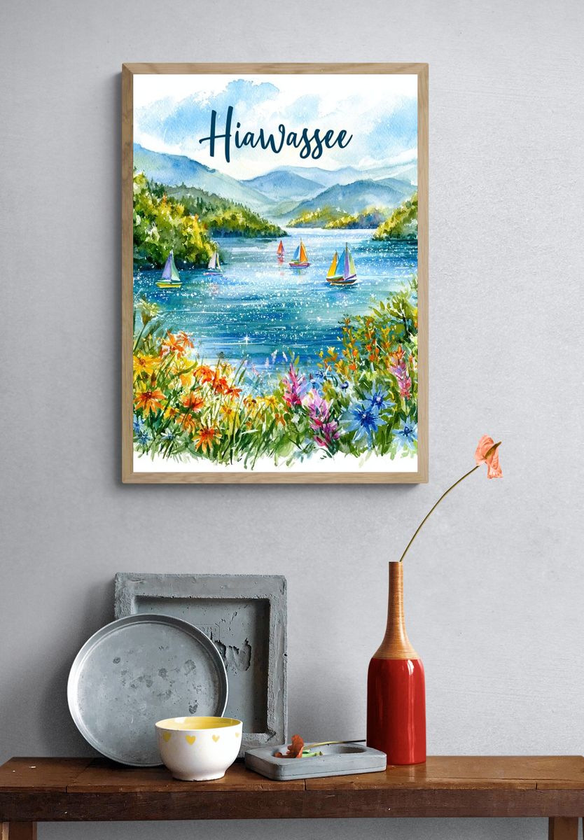 Hiawassee Lake Watercolor Poster. — room view 3