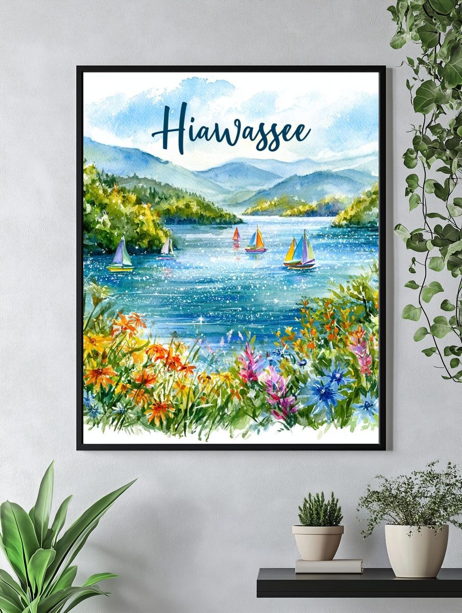 Hiawassee Lake Watercolor Poster. — room view 4