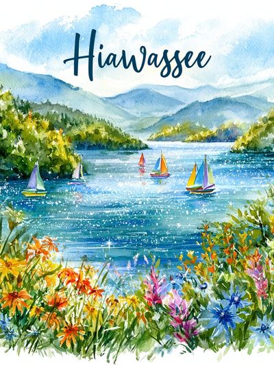 Hiawassee Lake Watercolor Poster.