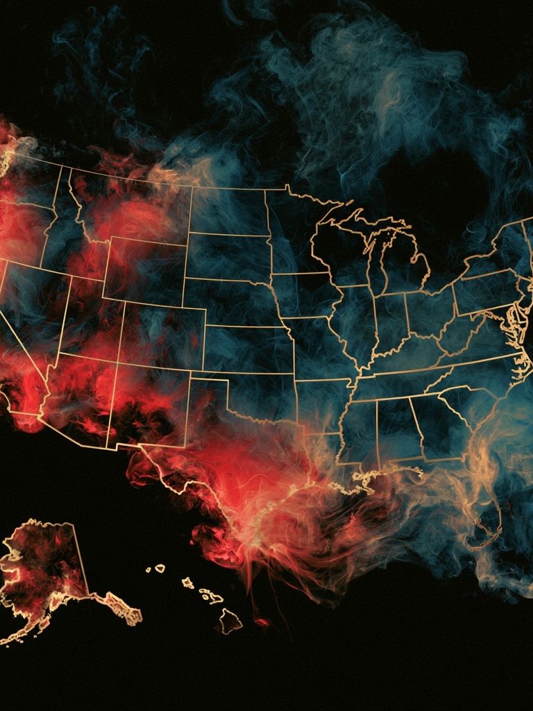 USA Smoke Map Poster. poster — maps-travel art