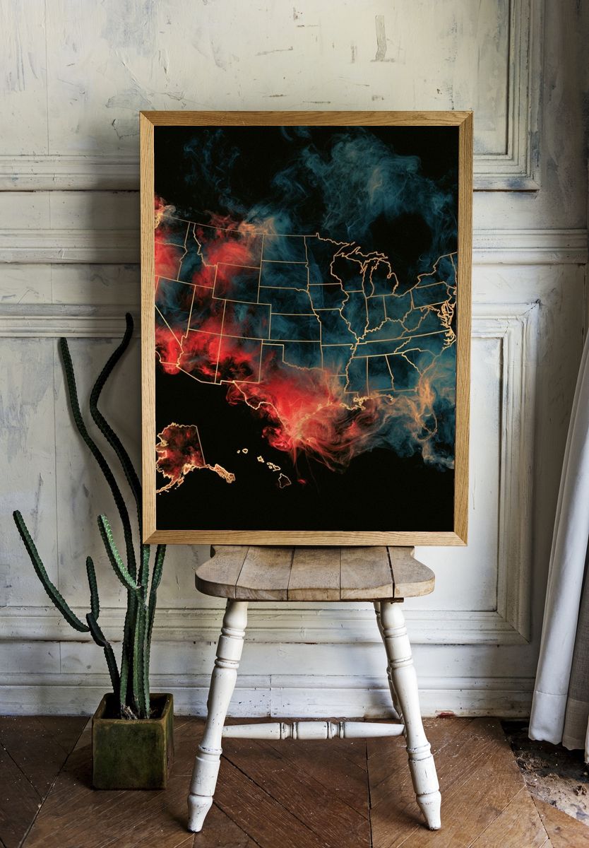 USA Smoke Map Poster. — room view 1