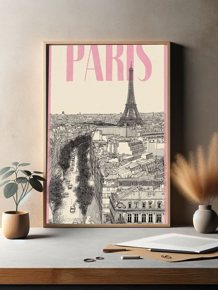 Paris Eiffel Tower Travel Print. — room view 2