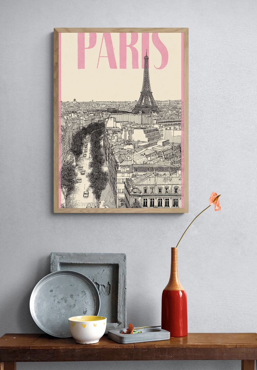 Paris Eiffel Tower Travel Print. — room view 3