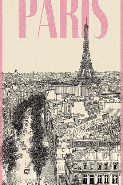 Paris Eiffel Tower Travel Print. poster