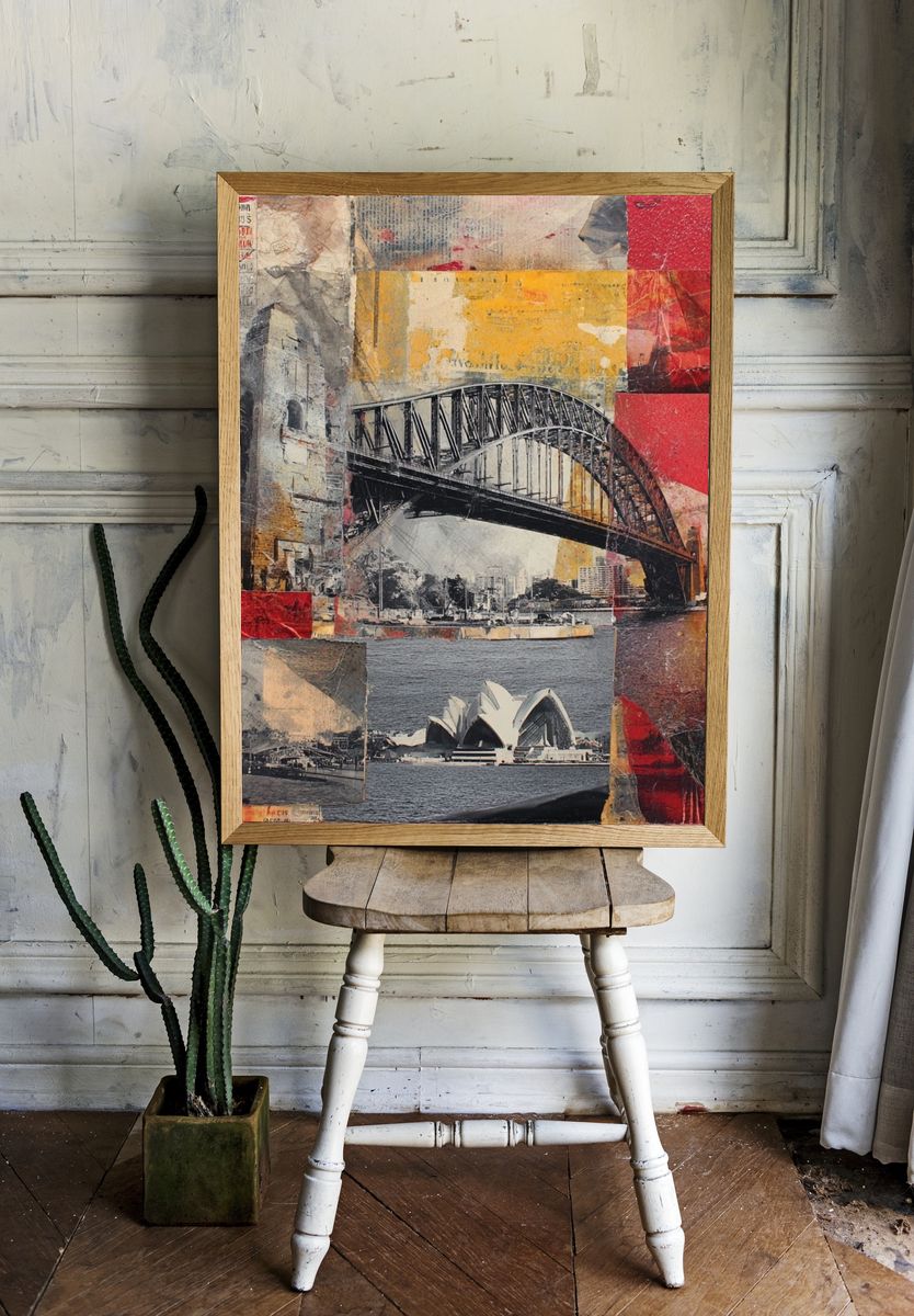 Sydney Harbour Collage Poster. room preview