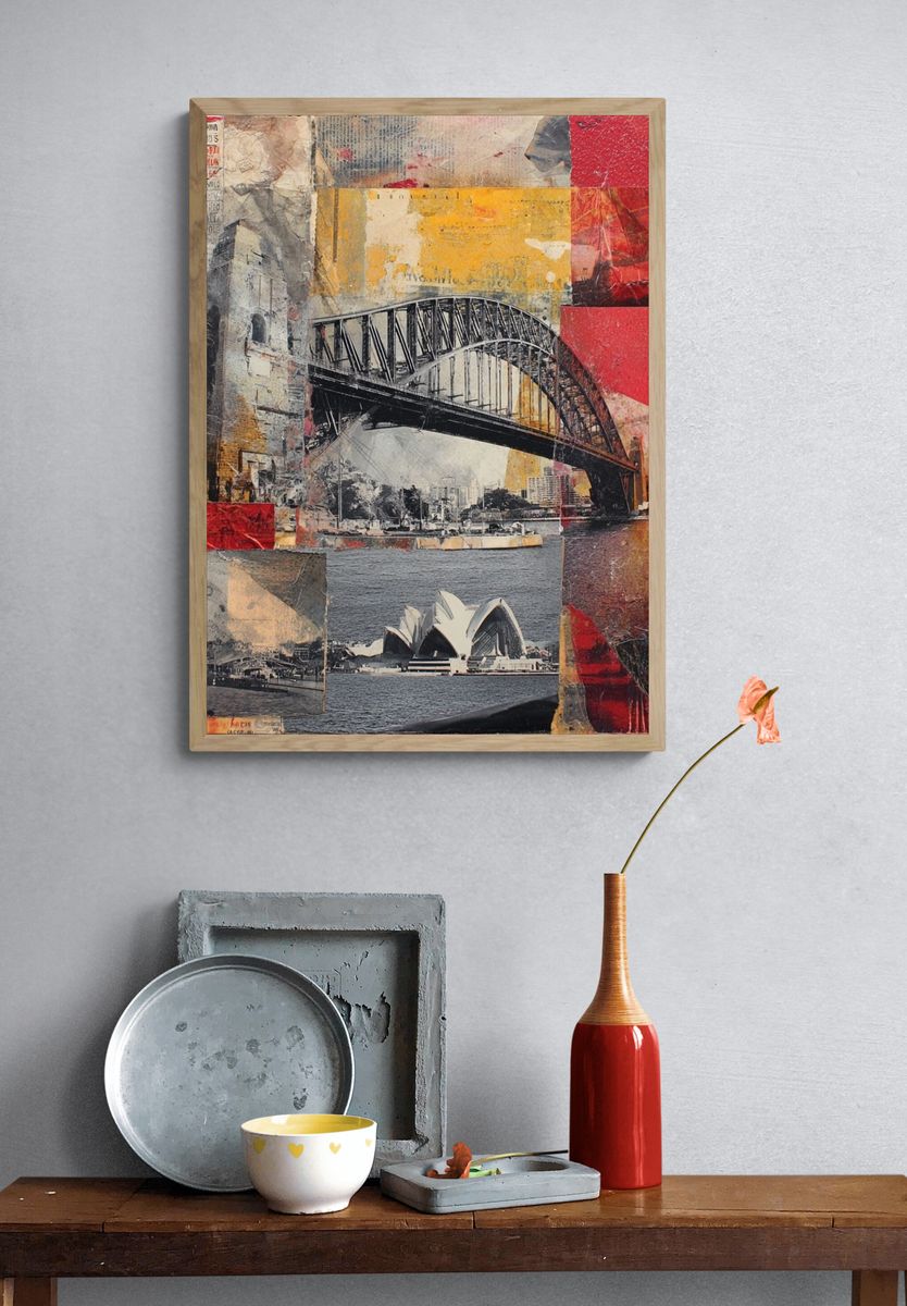 Sydney Harbour Collage Poster. — room view 3