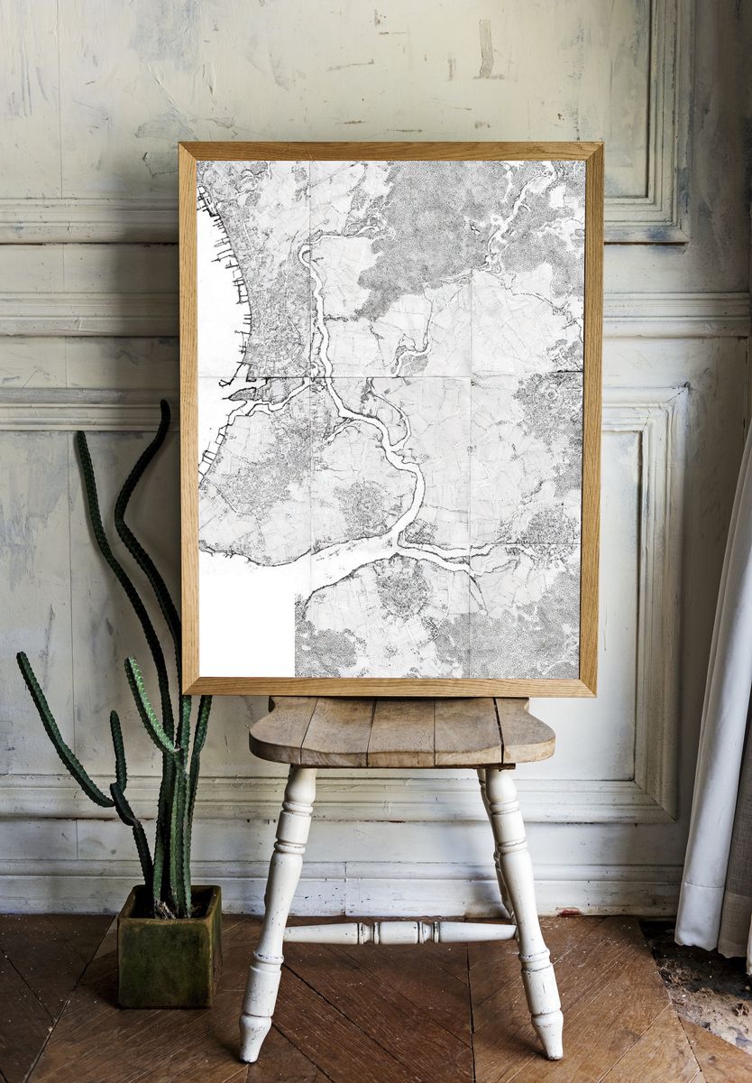 Coastal Map Sketch Print. room preview