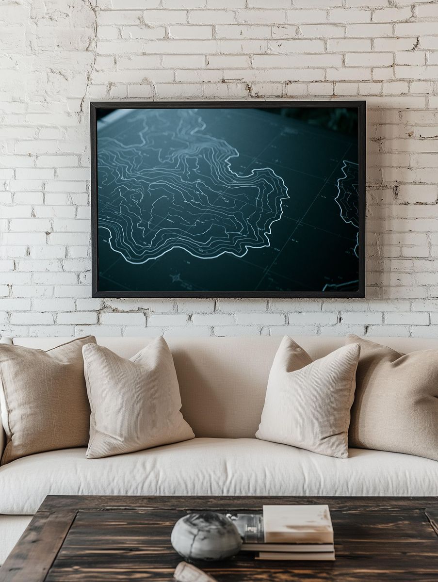 Topographic Map Lines Print. — room view 1