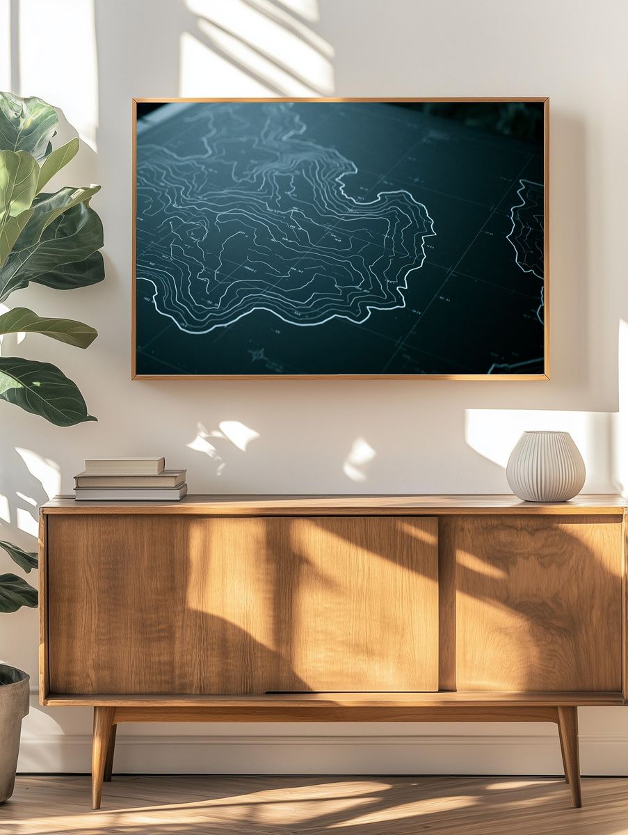 Topographic Map Lines Print. — room view 3
