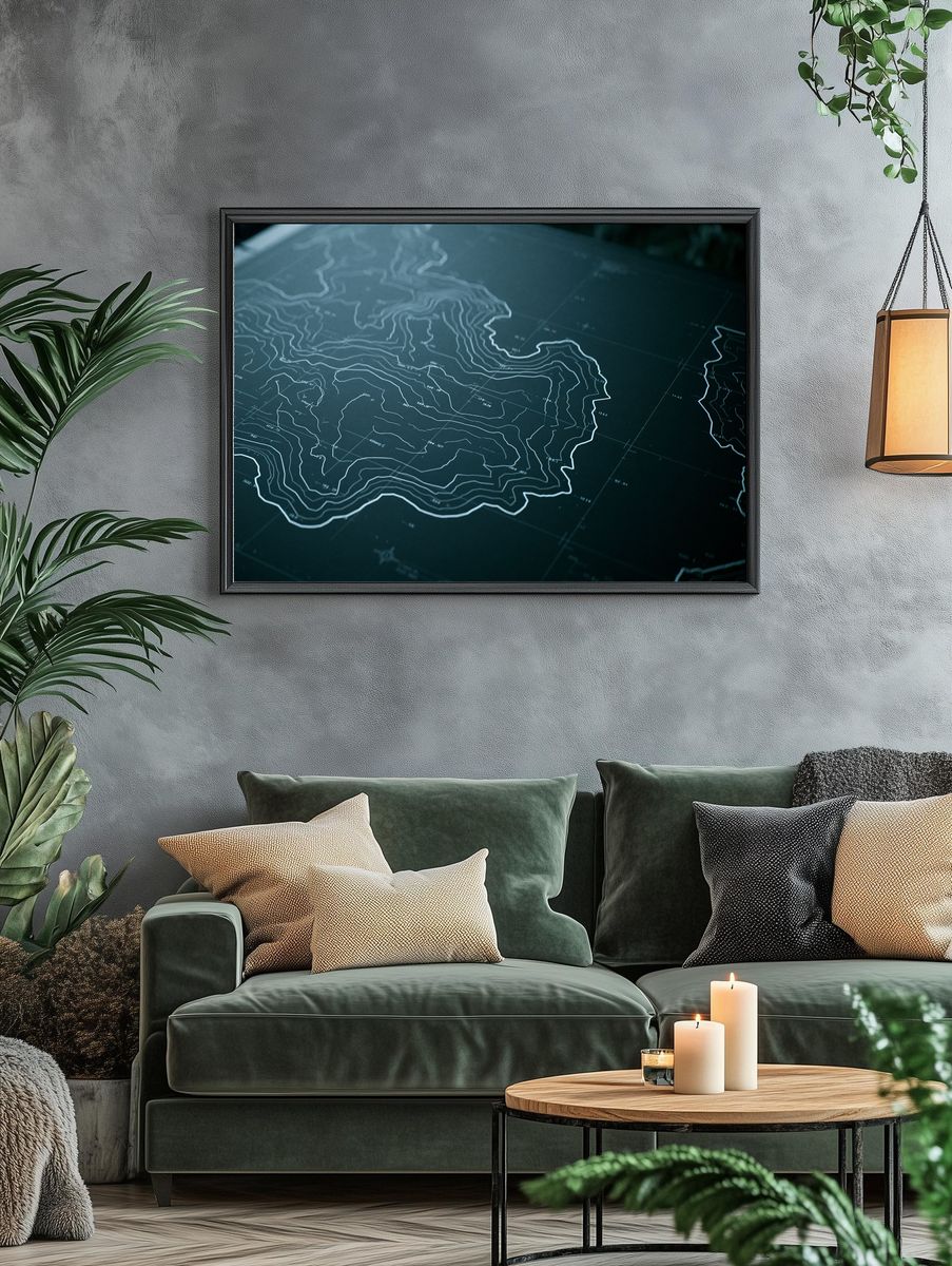 Topographic Map Lines Print. — room view 4