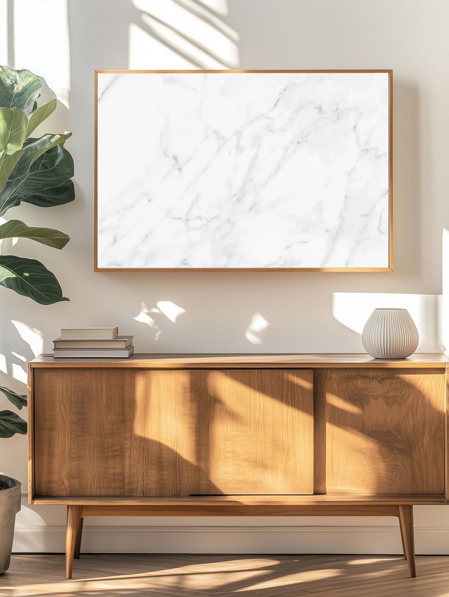 White marble computer wallpaper, aesthetic. — room view 3