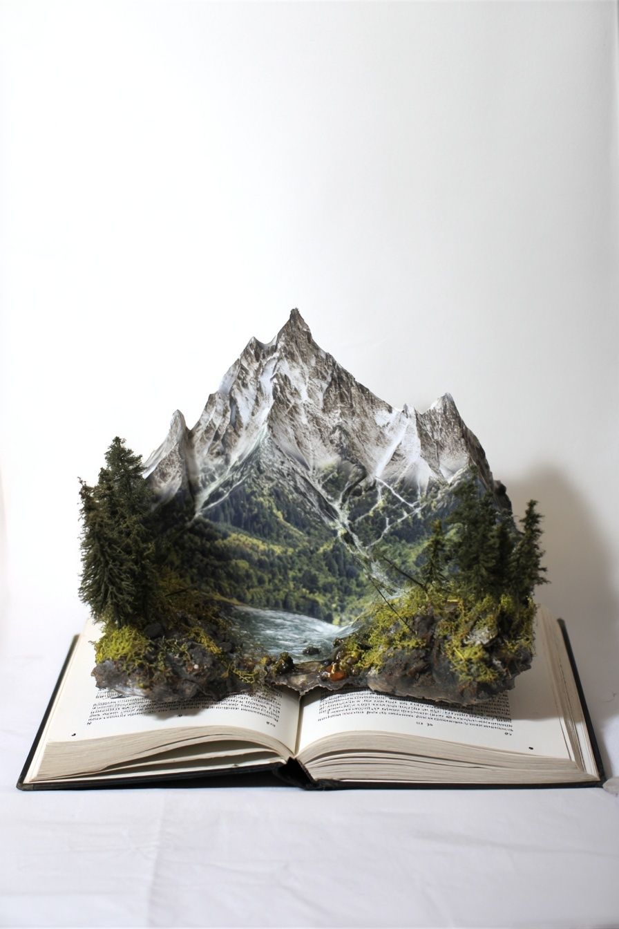 Mountain Landscape Book Art Poster. poster detail