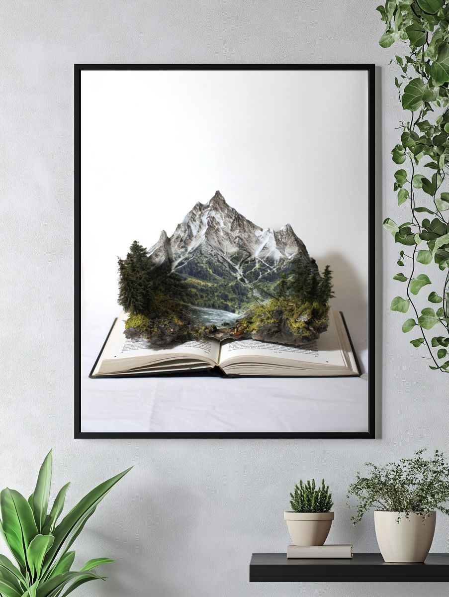 Mountain Landscape Book Art Poster. — room view 4