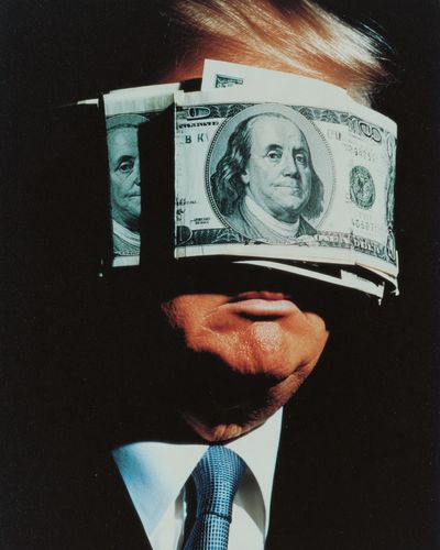 Money Blindfold — Conceptual Art Print. poster