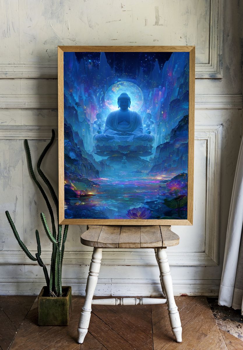Cosmic Buddha Meditation Print. — room view 1