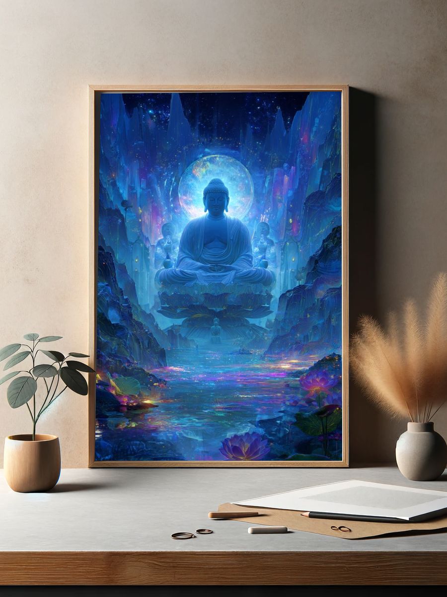 Cosmic Buddha Meditation Print. — room view 2