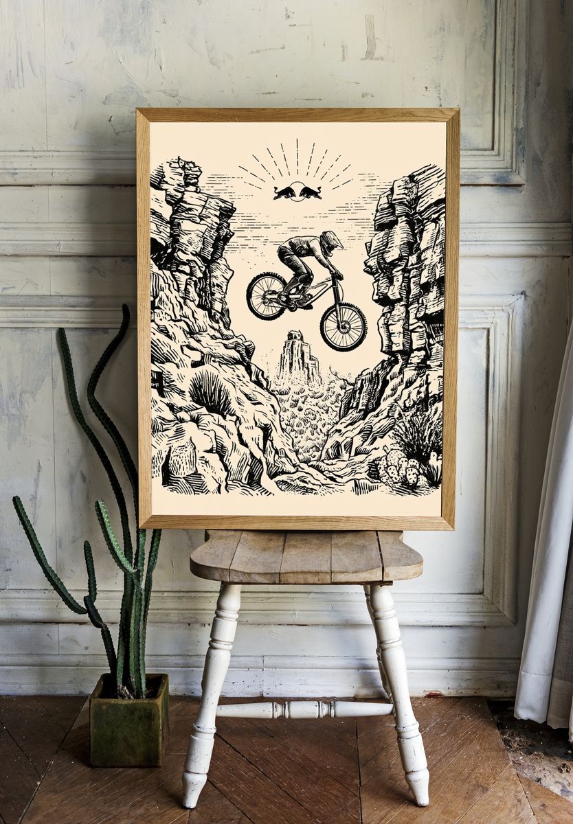 Mountain Bike Canyon Illustration Poster. room preview
