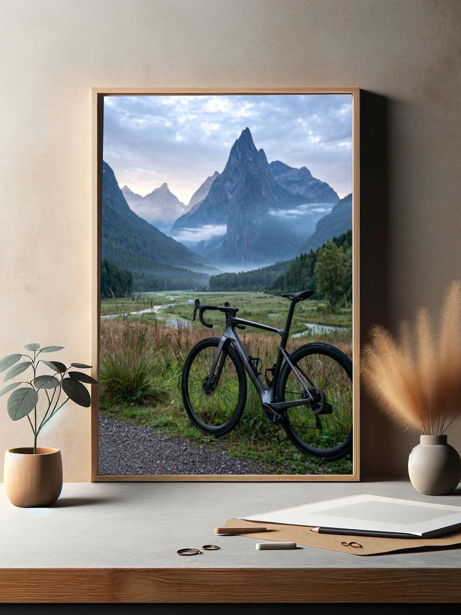 Mountain Bike Valley Landscape Poster. — room view 2