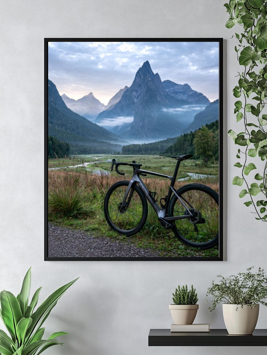Mountain Bike Valley Landscape Poster. — room view 4