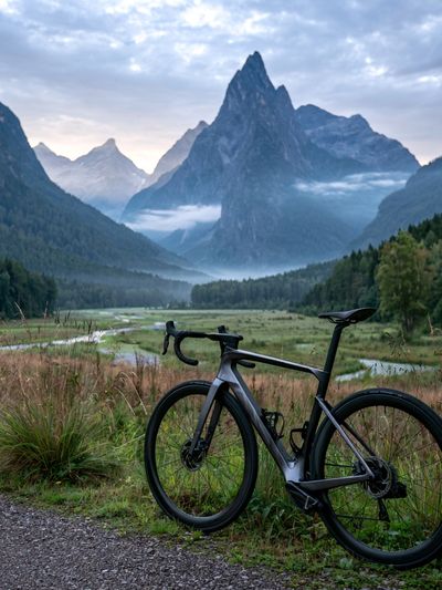 Mountain Bike Valley Landscape Poster. poster