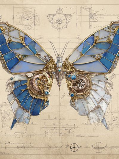 Mechanical Butterfly Blueprint Poster. poster print