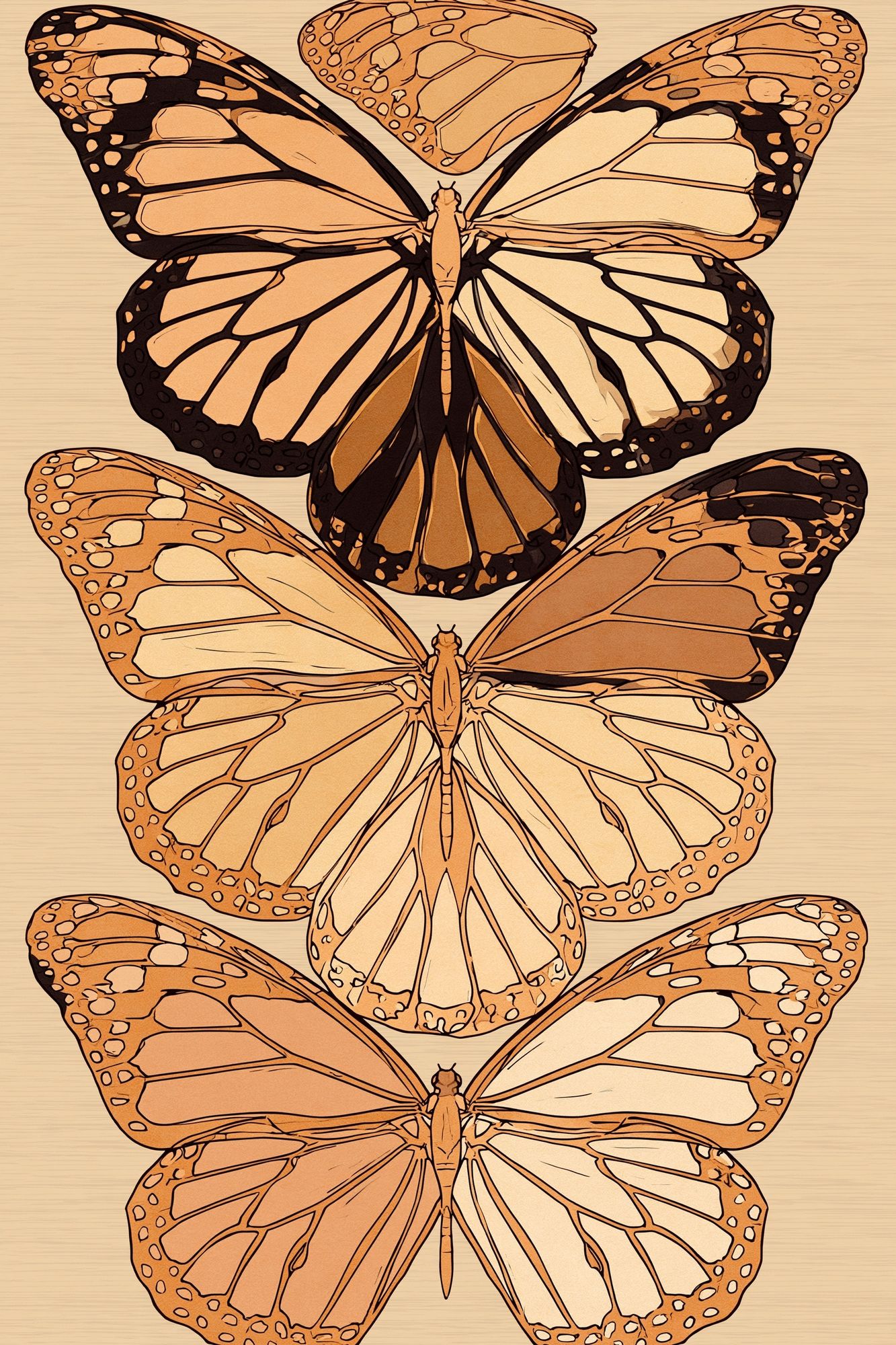 Monarch Butterflies Botanical Print. poster — botanical art