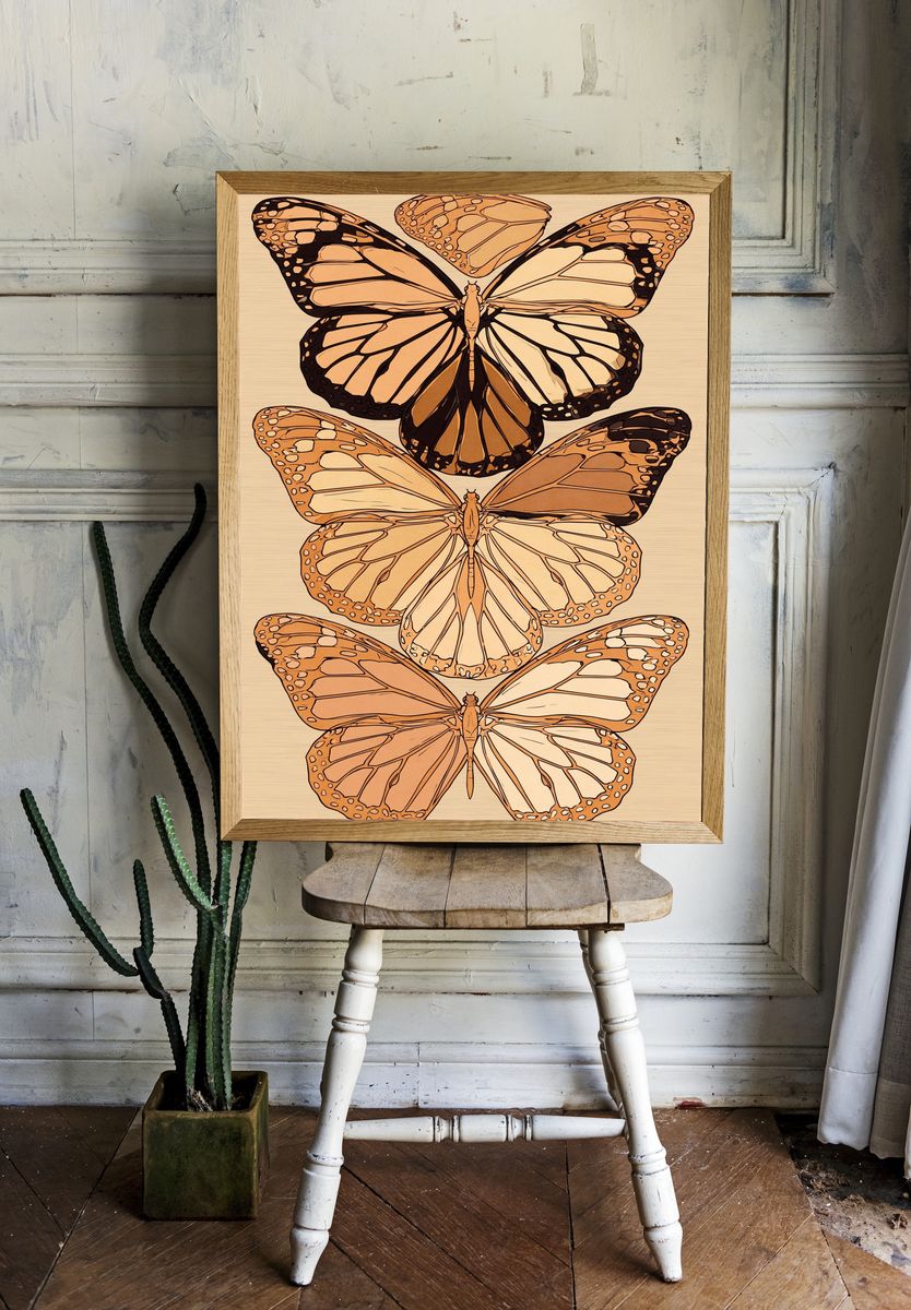 Monarch Butterflies Botanical Print. — room view 1