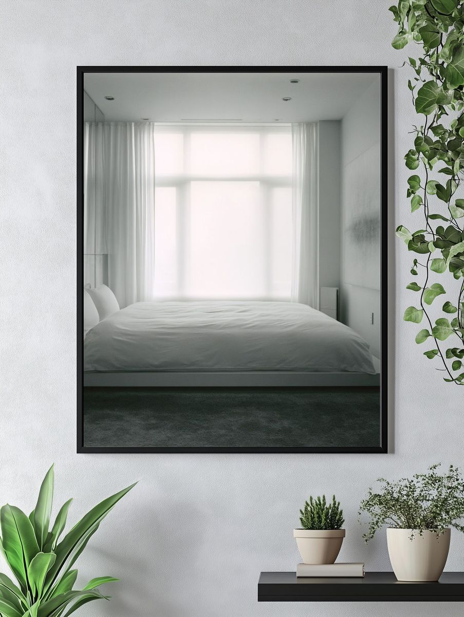 Minimalist White Bedroom Interior Print. — room view 4