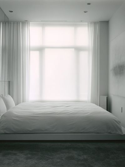 Minimalist White Bedroom Interior Print.