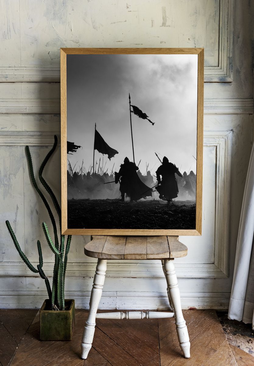 Medieval Battle Silhouette Poster. room preview
